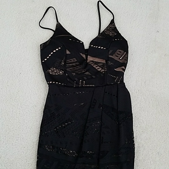 Black Lace Asymettrical Dress - Picture 2 of 2